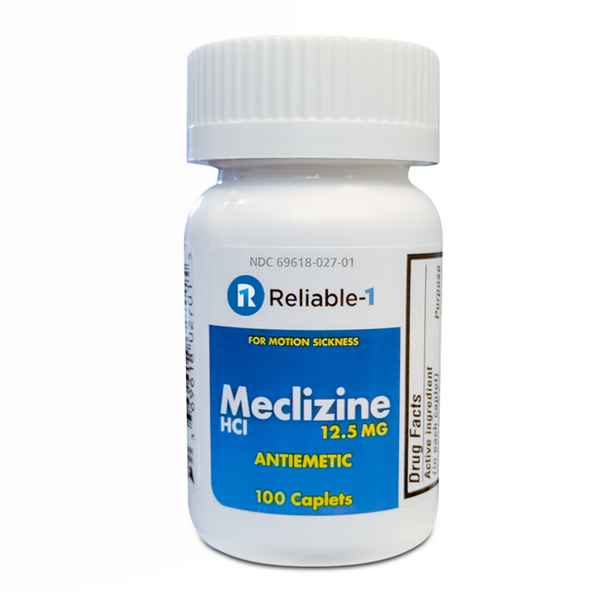Reliable 1 Meclizine HCL 12.5mg Antimetic Caplets, 100 Ea